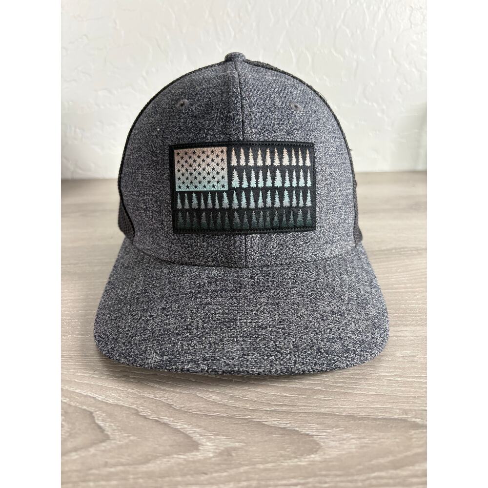 Columbia Mesh Tree Flag Ball Cap Heathered Charcoal‎ Black FlexFit OSFM Men NWOT